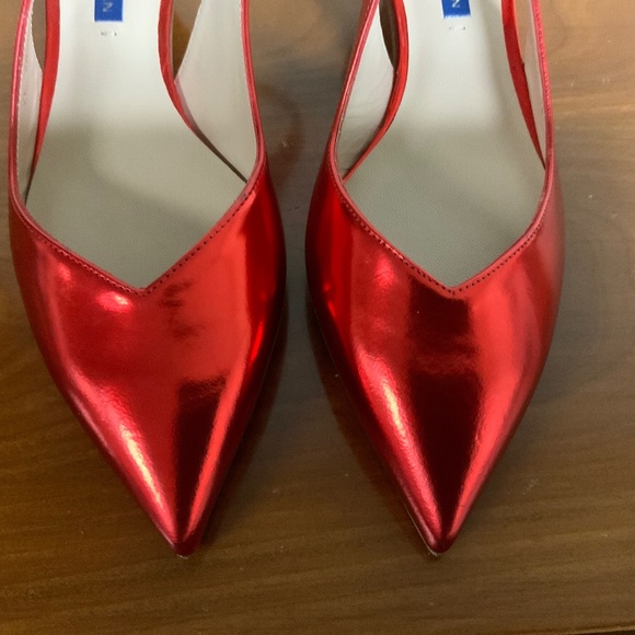 Stuart Weitzman (Vero Cuoio) sling back low heel shimmering red size 36 1/2-NWOT - Picture 2 of 4